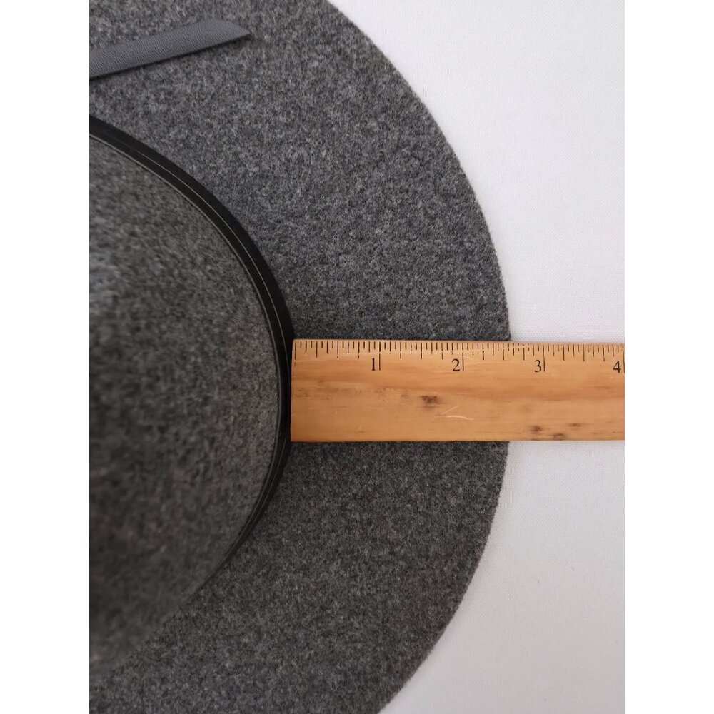 LUCKY BRAND Gray Fedora Hat w/ Black Faux Leather Ribbon Band Unisex Sz 7-1/8 - Picture 9 of 10